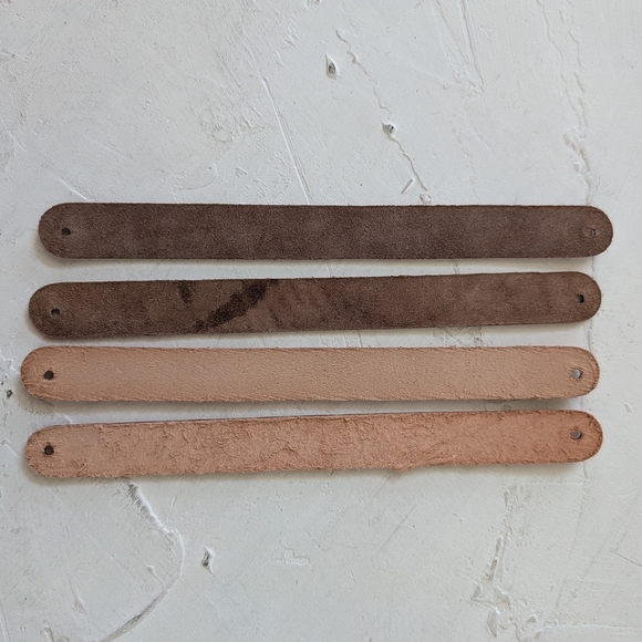 4pcs Mixed Color Genuine Leather Bracelet Wristband Slide DIY Blush Purple Tan - Picture 3 of 9